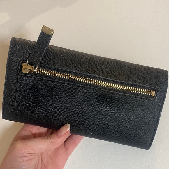 Calvin Klein Black Textured Foldover Wallet with Gold Logo - Picture 5 of 5